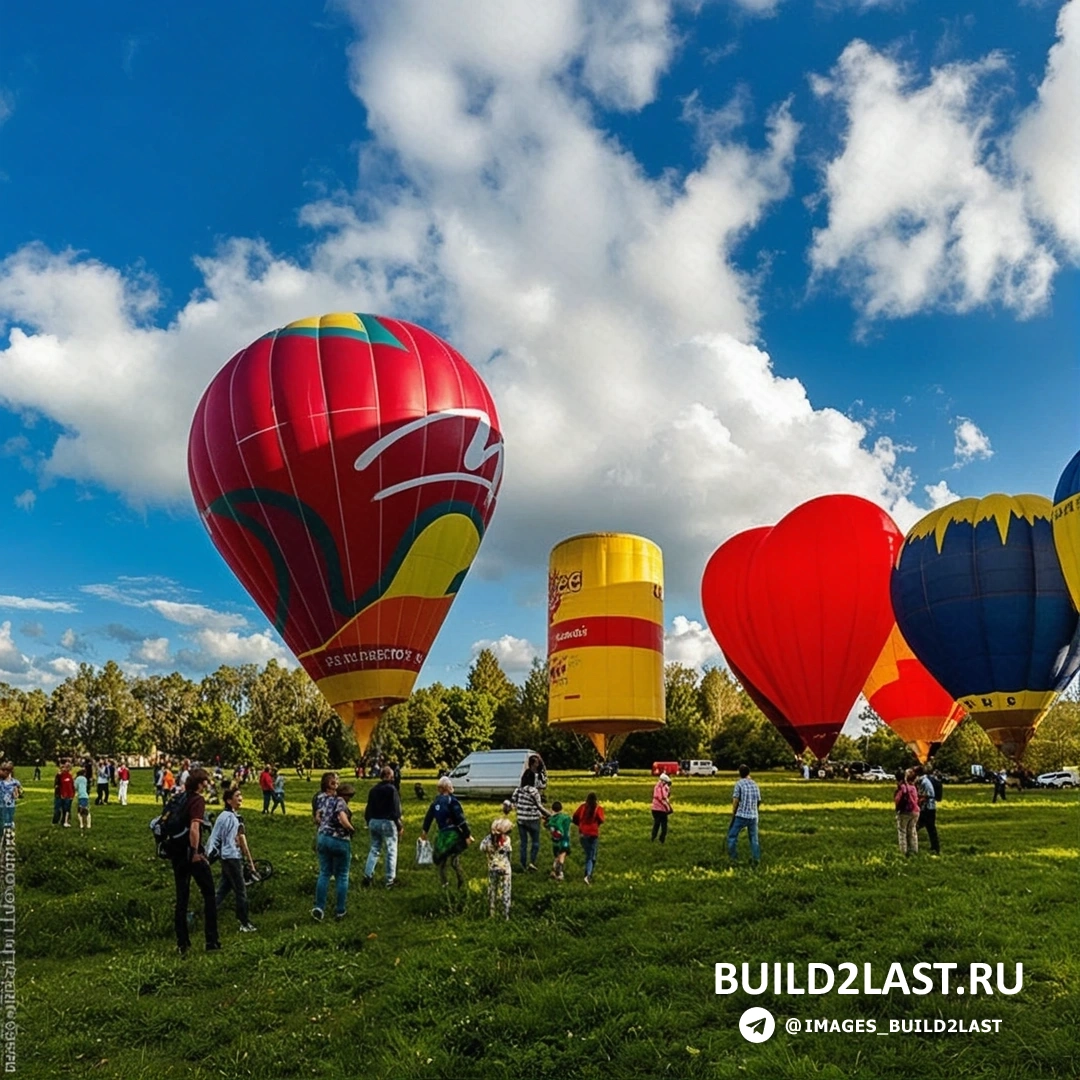 Аэростат, плавно поднимающийся над городскими улицами, предлагающий уникальный вид на город