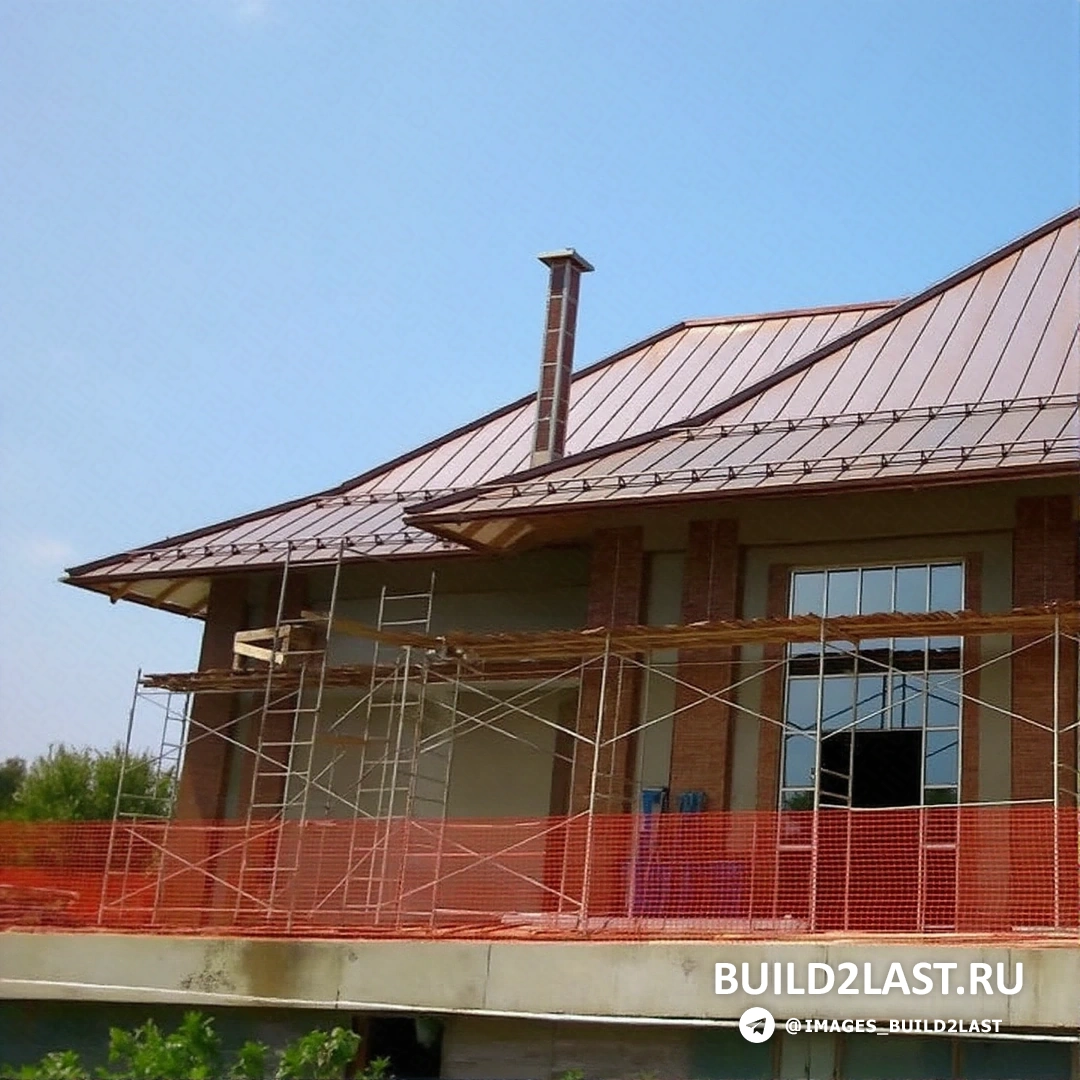 Фальцевая кровля с бронзовым и медным оттенками, бежевый цвет.