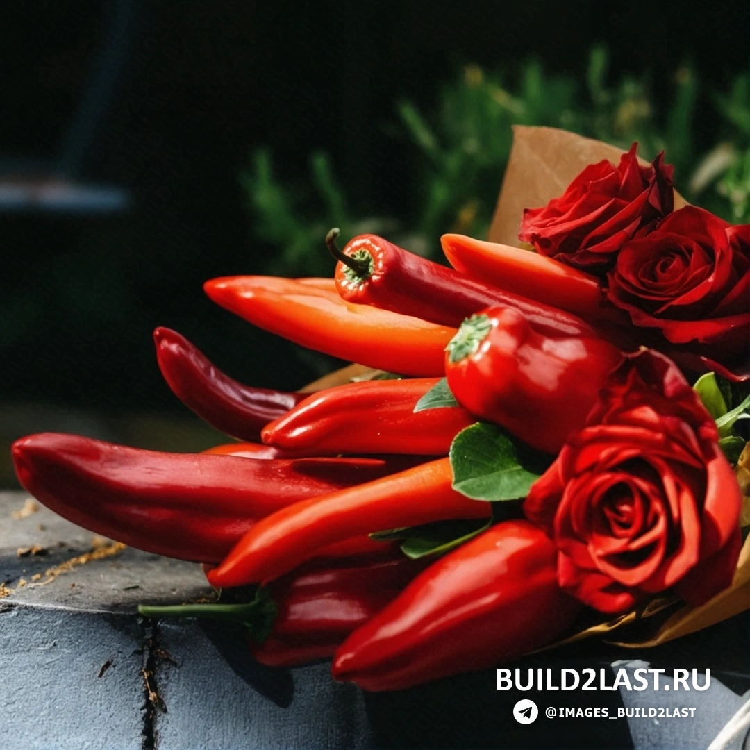 Фиолетовый и оранжевый букет из овощей и фруктов, выполненный вручную.