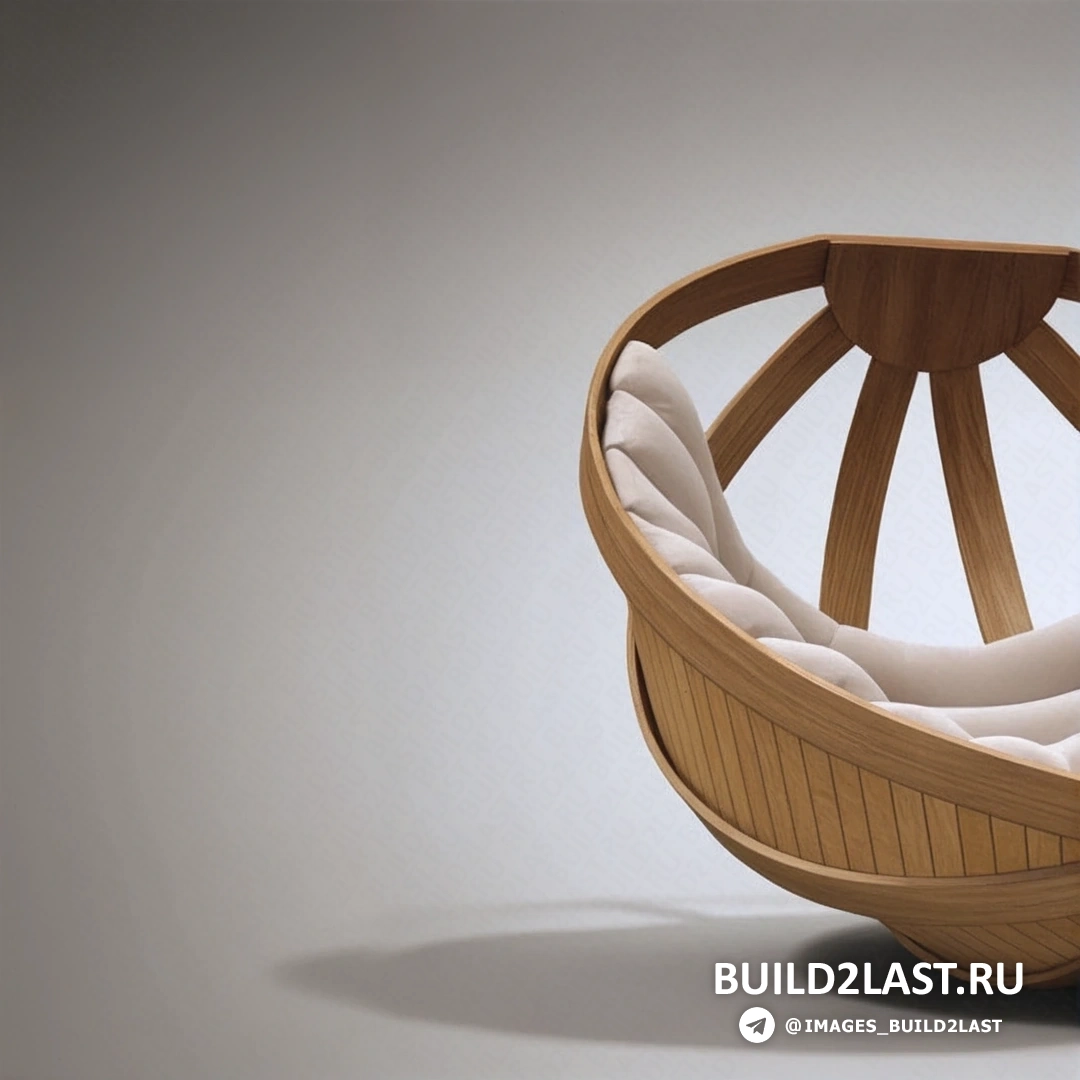 Кресло Cradle с белыми элементами, светлым деревом и рейками, выполненное в Новой Зеландии.