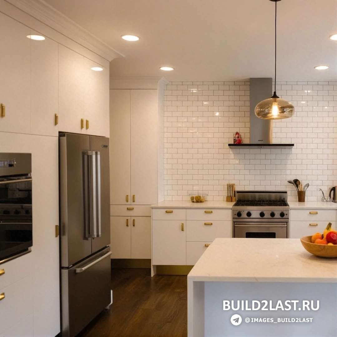 Кухня с кухонным островом и барными стульями в индустриальном стиле, использованы серые и салатовые тона.