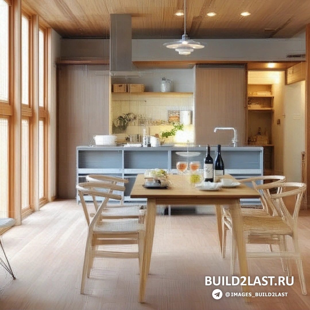 Минималистская кухня с японскими элементами, натуральными текстурами и светлыми тонами