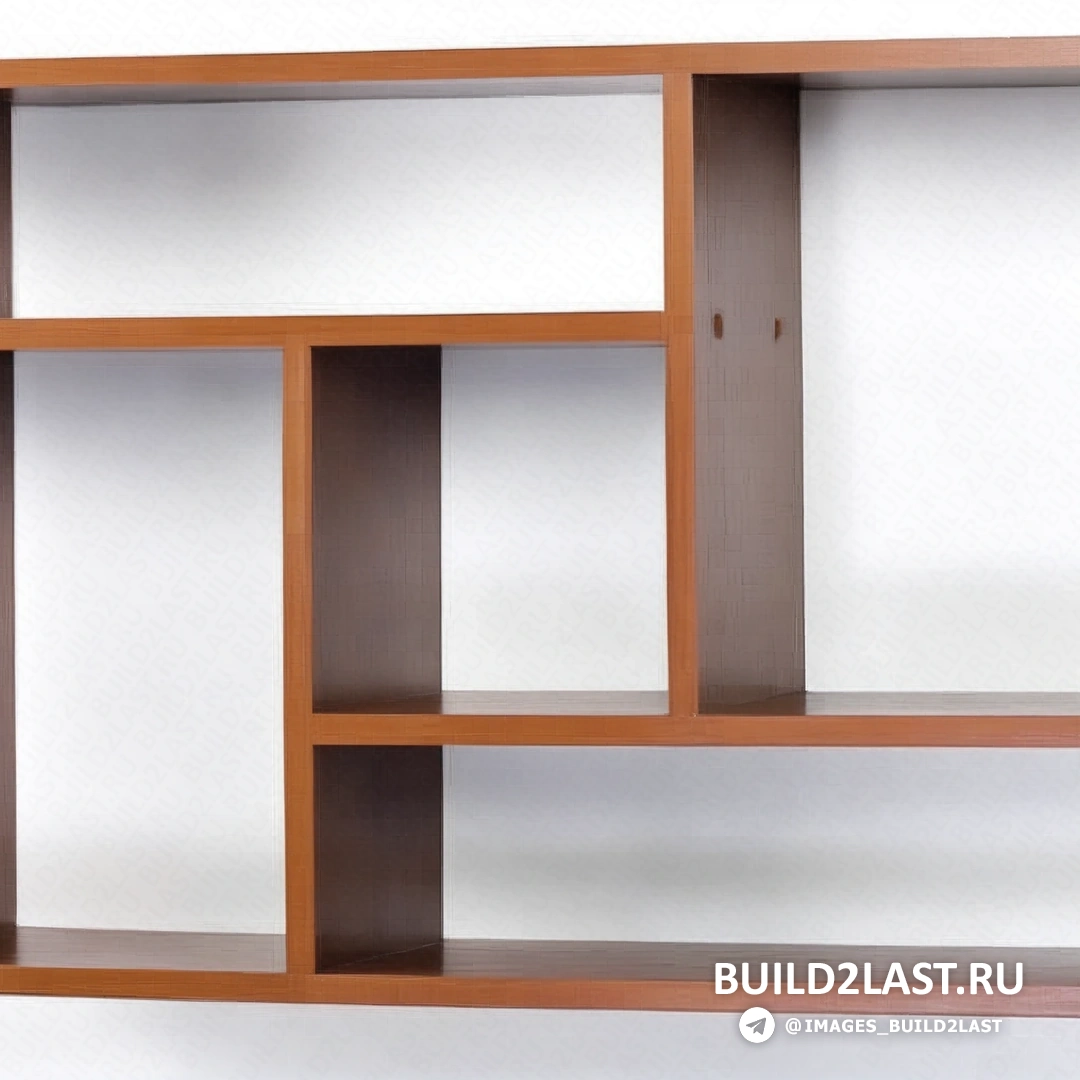 Полка, выполненная из деревянных коробок, сложенных в виде причудливой конструкции