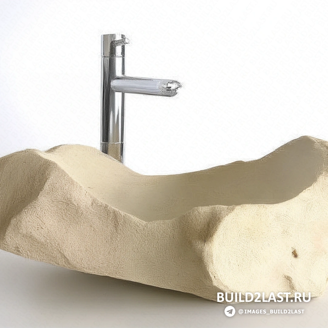 Природный камень на полу ванной комнаты в комбинации с деревянными элементами