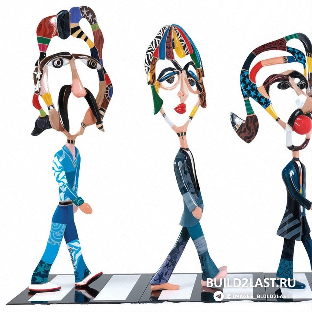 Скульптура в ярких цветах, создающая иллюзию быстрого движения и трансформации