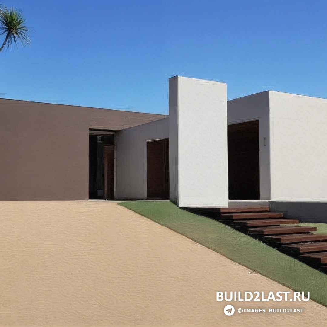 Современный минималистский дом с большими окнами и чистыми линиями