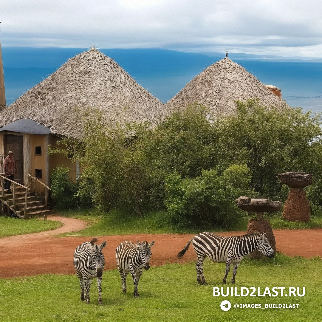 Вид на отель Ngorongoro Crater Lodge, окружённый зеленью и дикой природой кратера Нгоронгоро