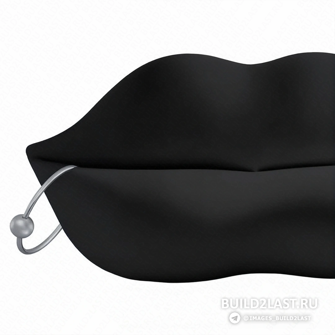 Золотистый диван Bocca в стиле поп-арт и сюрреализм, произведен в Италии.